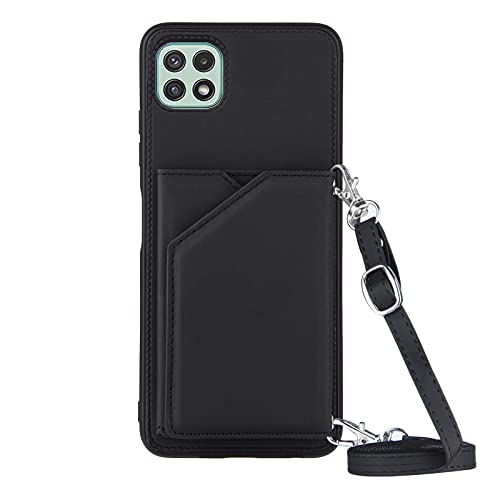 PekaTech Handykette für Samsung Galaxy A22 5G, PU-Leder Hülle- Handyhülle mit Band zum Umhängen - Klapptasche Handytasche Case mit Handy-Kette, Kartenfach und Portmonee, Schwarz PekaTech Handykette für Samsung Galaxy A22 5G, PU-Leder Hülle- Handyhülle mit Band zum Umhängen - Klapptasche Handytasche Case mit Handy-Kette, Kartenfach und Portmonee, Schwarz von PekaTech