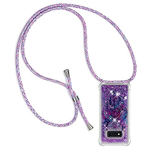 PekaTech Handykette für Samsung Galaxy S10e, Glitzer Flüssig Bewegende Treibsand Hülle mit Band Umhängetaschen+Hüllen mit Umhängeband Handykordel mit Schutzhülle Stylische Kette mit Case von PekaTech