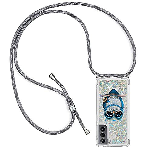 PekaTech Handykette für Samsung Galaxy S21, Glitzer Flüssig Bewegende Treibsand Hülle mit Band Umhängetaschen+Hüllen mit Umhängeband Handykordel mit Schutzhülle Stylische Kette mit Case von PekaTech