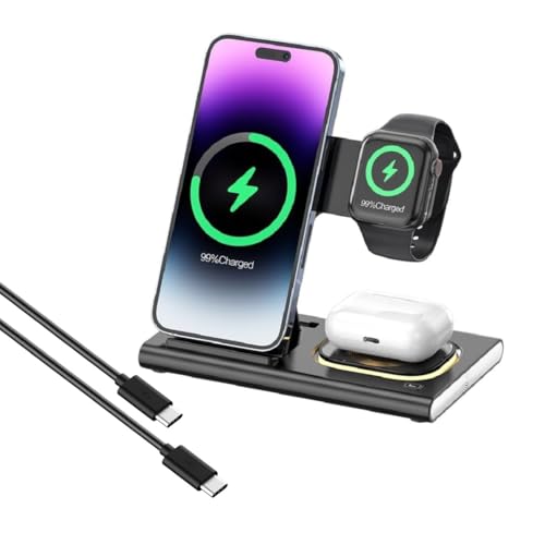 4 en 1 Chargeur Induction für Apple, Chargeur sans Fil Pour Mag-Safe, Station de Charge Pliable, Faltbar Kabelloses Charger für iPhone 16 Pro Max/15 Plus/14/13/12,iWatch 10/9/8/7/6/SE/Ultra,Airpods 4 en 1 Chargeur Induction für Apple, Chargeur sans Fil Pour Mag-Safe, Station de Charge Pliable, Faltbar Kabelloses Charger für iPhone 16 Pro Max/15 Plus/14/13/12,iWatch 10/9/8/7/6/SE/Ultra,Airpods von Pelbaikim