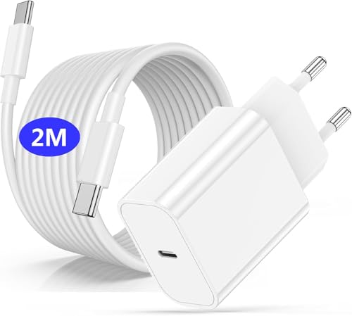 USB C Ladegerät mit Ladekabel 2M für iPhone 15/16, 20W USB-C Netzteil Adapter und Lang Typ-C Kabel, Schnellladekabel mit Stecker für Apple iPhone 16/16 Plus/16 Pro/16 Pro Max/iPhone 15 Serie/iPad von Pelbaikim