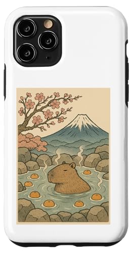 Capybara Kawaii Kunst in heißen Quellen mit Kirschblüten Hülle für iPhone 11 Pro Capybara Kawaii Kunst in heißen Quellen mit Kirschblüten Hülle für iPhone 11 Pro von Pelican Tries to Eat Cute Capaybara Design
