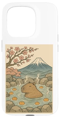 Capybara Kawaii Kunst in heißen Quellen mit Kirschblüten Hülle für iPhone 15 Pro Capybara Kawaii Kunst in heißen Quellen mit Kirschblüten Hülle für iPhone 15 Pro von Pelican Tries to Eat Cute Capaybara Design