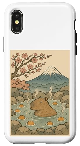 Capybara Kawaii Kunst in heißen Quellen mit Kirschblüten Hülle für iPhone X/XS Capybara Kawaii Kunst in heißen Quellen mit Kirschblüten Hülle für iPhone X/XS von Pelican Tries to Eat Cute Capaybara Design