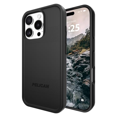 Pelican Schutzhülle für iPhone 16 Pro [kompatibel mit MagSafe], robuste magnetische Handyhülle mit 4,8 m Fallschutz in Militärqualität, robuste Handyhülle für iPhone 16 Pro, Schwarz von Pelican