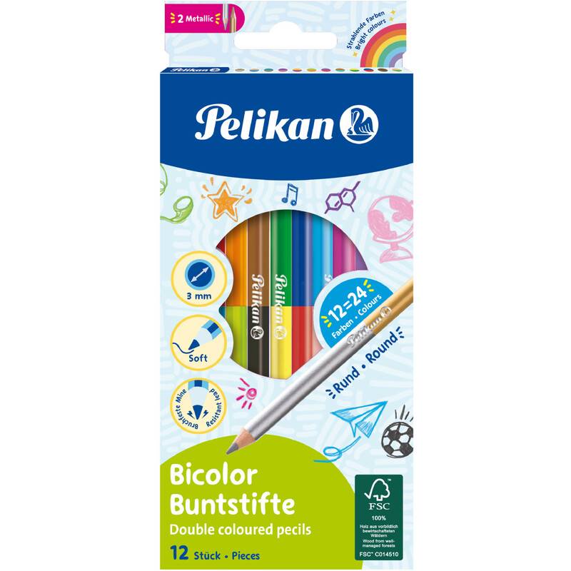 Pelikan Buntstifte Bicolor Holz BRB12LN 24F 12er Faltschac Pelikan Buntstifte Bicolor Holz BRB12LN 24F 12er Faltschac von Pelikan Büro