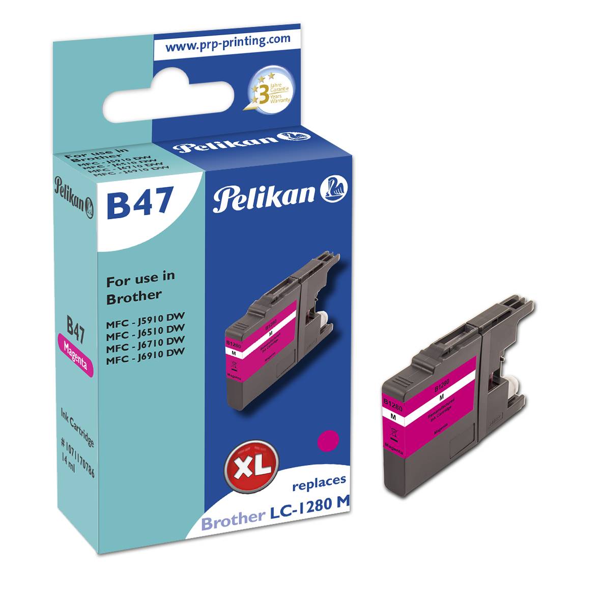 Pelikan Patrone Brother B47 LC1280XL ma magenta remanufactured von Pelikan Printing