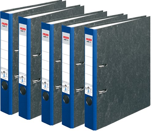 HERLITZ Ordner maX.file nature A4 Wolkenmarmorbezug selbstklebendes Rückenschild | 5er Sparpack in diversen Farben zur Auswahl (5cm schmal | 5er Pack, blau) von Pelikan max.File