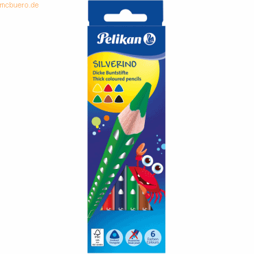10 x Pelikan Buntstifte Silverino dreieckig dick 5mm VE=6 Farben Schac von Pelikan