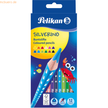 10 x Pelikan Buntstifte Silverino dreieckig dünn 3mm VE=12 Farben Scha von Pelikan