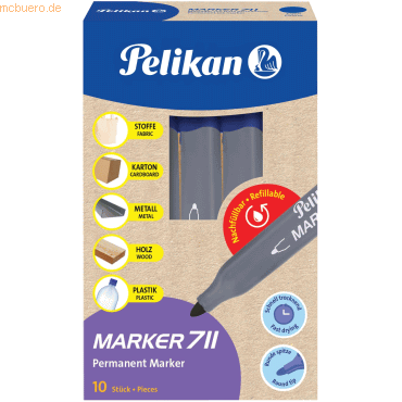 10 x Pelikan Permanentmarker 711 nachfüllbar 2mm blau von Pelikan