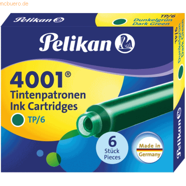 10 x Pelikan Tintenpatrone 4001 TP/6 dunkelgrün Etui mit 6 Patronen von Pelikan