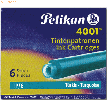 10 x Pelikan Tintenpatrone 4001 türkis VE=6 Stück von Pelikan