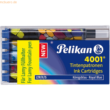 Pelikan Tintenpatrone 4001 LTP/F/5 königsblau mit Motiv VE=5 Stück Pelikan Tintenpatrone 4001 LTP/F/5 königsblau mit Motiv VE=5 Stück von Pelikan