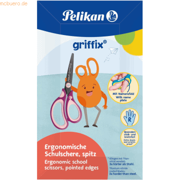 5 x Pelikan Schulschere griffix spitz Rechtshänder SweetBerry 5 x Pelikan Schulschere griffix spitz Rechtshänder SweetBerry von Pelikan