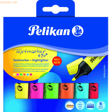 Pelikan Textmarker 490 nachfüllbar VE=6 Stück farbig sortiert Pelikan Textmarker 490 nachfüllbar VE=6 Stück farbig sortiert von Pelikan