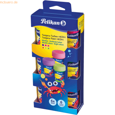 6 x Pelikan Schulmalfarben VE=6 Farben 20ml neon von Pelikan