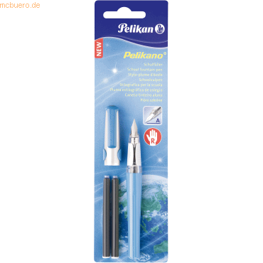 8 x Pelikan Schulfüller Pelikano P480 A blau + 2 Tintenpatronen GTP Bl von Pelikan