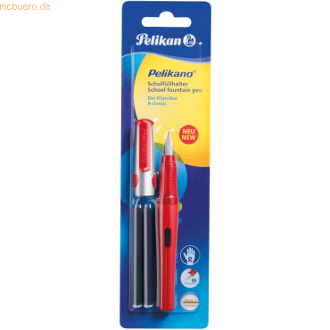 8 x Pelikan Schulfüller Pelikano P480 M rot + 2 Tintenpatronen GTP Bli von Pelikan