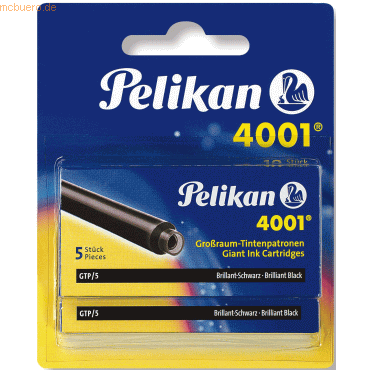 8 x Pelikan Tintenpatrone 4001 Großraum GTP/5 brillant-schwarz Blister von Pelikan
