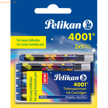 8 x Pelikan Tintenpatrone 4001 LTP/F/5 königsblau Blister Inhalt 10 St von Pelikan