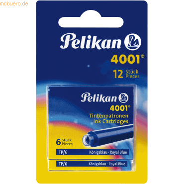 8 x Pelikan Tintenpatrone 4001 TP/6 königsblau Blister Inhalt 2 Stück von Pelikan