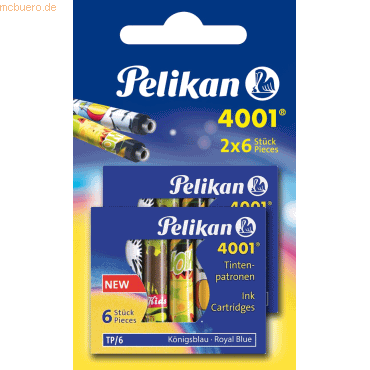 8 x Pelikan Tintenpatrone 4001 TP/F/6 königsblau mit Motiv Blister Inh von Pelikan