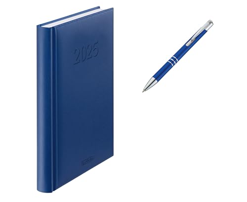 Herlitz Buchkalender 2025 / Chefkalender / A5 / Farbe: blau + Kugelschreiber von Pelikan