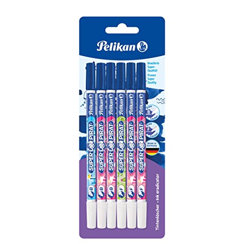 Pelikan,306696,Tintenlöscher AA8Super-Pirat 850, farblichsortiert ,(6 Stück ) 1er Pack, Blau von Pelikan