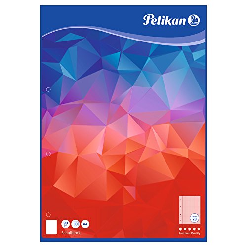 Pelikan 100052 Schulblock A4, 50 Blatt, Lineatur 28 (kariert), Schulschreibpapier, 90g/m², FSC Mix, weiß von Pelikan