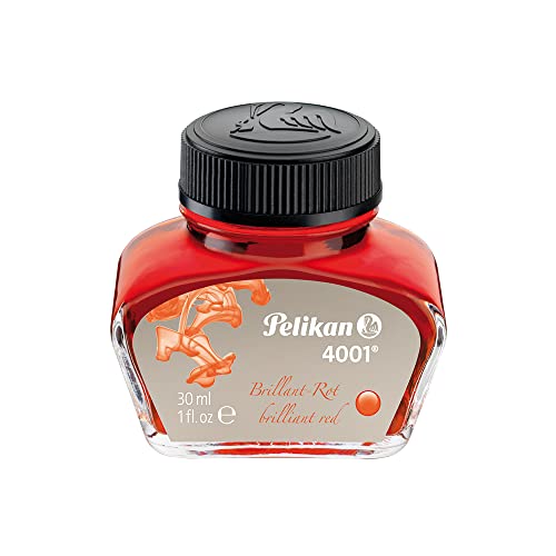 Pelikan 301036 Tintenglas Brillant Tinte 4001, 30 ml, 1 Stück, rot von Pelikan