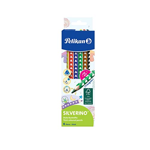 Pelikan 700610 Buntstifte SILVERINO, 6 Stück, dreieckig, dick von Pelikan
