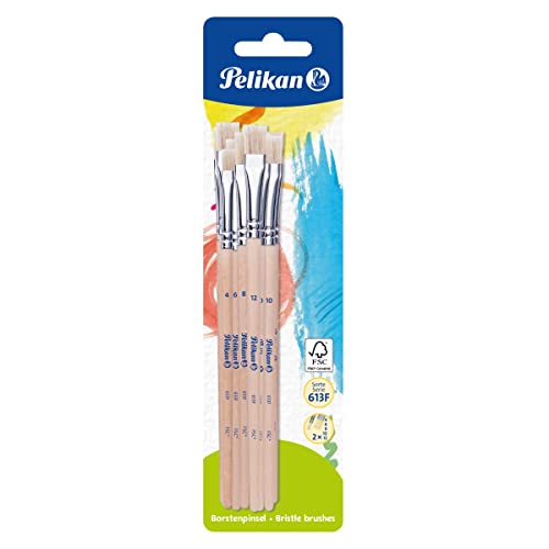 Pelikan 720409 - Borsten - Pinsel (Sorte: 613F) Inhalt je Größe 2 x 4, 6, 8, 10 und 12 von Pelikan