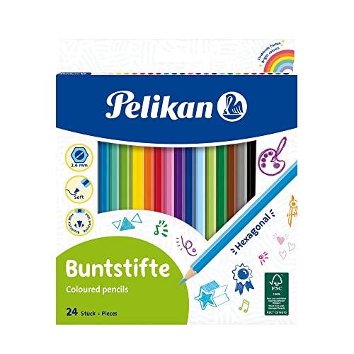 Pelikan 724013 - Buntstifte sechseckige Holzstifte Packung mit 24 Farben von Pelikan