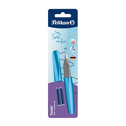 Pelikan 811262 Füllhalter Twist P457 M, Frosted Blue, 1 Füllhalter und 2 Tintenpatronen von Pelikan