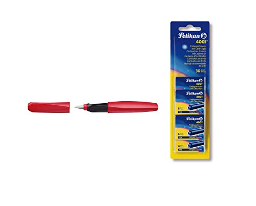 Pelikan 814799 Füller Twist Feder M, Fiery Red, inklusive 1 Patrone, 1 Stück (Fiery Red + Patronen, Faltschachtel) von Pelikan