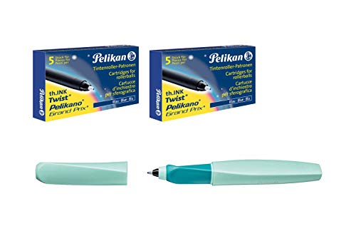 Pelikan 814898 Tintenroller Twist Neo Mint, inklusive 2 Rollerpatronen, 1 Stück (Neo Mint + Patronen) von Pelikan