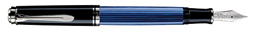 Pelikan 933424 Kolbenfüllhalter Souverän M 805 mit rhodinierter Goldfeder 18-K/750 Federbreite F, 1 Stück, schwarz/blau von Pelikan