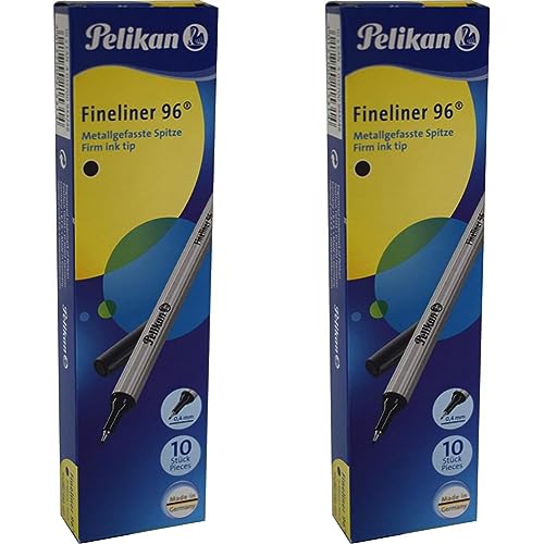 Pelikan 943241 Fineliner 96® Schwarz, 10 Stück in Schachtel (Packung mit 2) von Pelikan