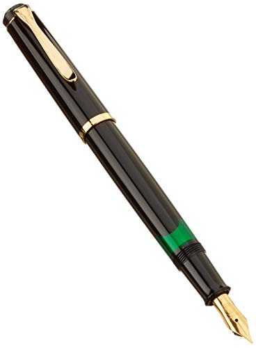 Pelikan 983064 Kolbenfüllhalter Classic M 200 vergoldete Edelstahlfeder Federbreite M, 1 Stück, schwarz von Pelikan