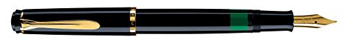 Pelikan 983072 Kolbenfüllhalter Classic M 200 vergoldete Edelstahlfeder Federbreite B, 1 Stück, schwarz von Pelikan