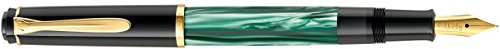 Pelikan 983395 Kolbenfüllhalter Classic M200, vergoldete Edelstahlfeder, F, grün-marmoriert von Pelikan
