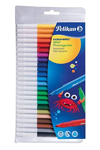 Pelikan 985671 Fasermaler Colorella Star Trigangular dreieckige Stifte, 1 Set, 24-farbig , 24 Stück (1er Pack) von Pelikan