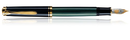 Pelikan 986422 Kolbenfüllhalter Souverän M 800 mit Bicolor-goldfeder 18-K/750, Federbreite F, 1 Stück, schwarz/grün von Pelikan
