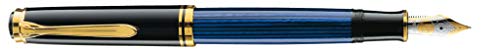 Pelikan 986612 Kolbenfüllhalter Souverän M 800 mit Bicolor-Goldfeder 18-K/750 Federbreite EF, 1 Stück, schwarz/blau von Pelikan