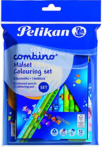 Pelikan Ausmal-Set Combino, 1 Block + 12 Buntstifte, 1 Set von Pelikan