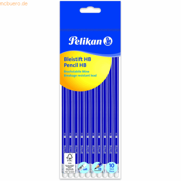 Pelikan Bleistift HB sechskant mit Tipradierer VE=10 Stück von Pelikan