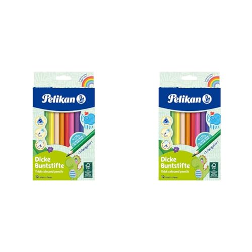 Pelikan Buntstifte 12er dreieckig dick und weich (Packung mit 2) von Pelikan