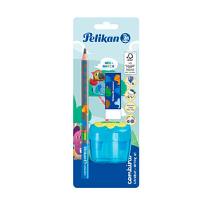 Pelikan Combino Schreiblern- Bleistift-Set B blau mit Tiermotiv, 1 Set von Pelikan