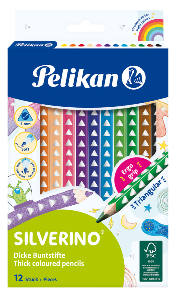 Pelikan Dreikant-Buntstifte SILVERINO dick, 6er Kartonetui von Pelikan